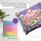 Custom Name Cute Kawaii Sea Turtle Starfish Shells Ocean Friends Square Filled Cushion Throw Pillow Sofa Bed Home Decor Zip Washable UK Made