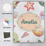 Personalised Name Cute Kawaii Sea Turtle Custom  Unique Gift Idea Elegant Feature Canvas Wall Art Print Decor Picture Ready to Hang