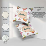 Custom Name Kawaii Sea Turtle Starfish Shells Ocean Friends Grey Square Filled Cushion Throw Pillow Sofa Bed Home Decor Zip Washable UK Made