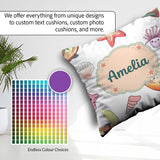 Custom Name Kawaii Sea Turtle Starfish Shells Ocean Friends Grey Square Filled Cushion Throw Pillow Sofa Bed Home Decor Zip Washable UK Made