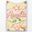 Cute Kawaii Sea Turtle Starfish Shells Ocean Friends Yellow Lovely  Personalised Custom Name Super Soft Fleece Blanket Bed Sofa Throw