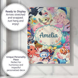 Personalised Name Cute Underwater Ocean Custom  Modern Room Accent Elegant Feature Canvas Wall Art Print Decor Picture Ready to Hang