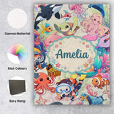 Personalised Name Cute Underwater Ocean Custom  Modern Room Accent Elegant Feature Canvas Wall Art Print Decor Picture Ready to Hang
