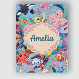Personalised Name Cute Underwater Ocean Custom  Modern Room Accent Elegant Feature Canvas Wall Art Print Decor Picture Ready to Hang