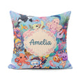 Custom Name Underwater Ocean Scene Mermaid Dolphin Treasure Blue Square Filled Cushion Throw Pillow Sofa Bed Home Decor Zip Washable UK Made