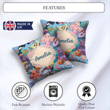 Custom Name Underwater Ocean Scene Mermaid Dolphin Treasure Blue Square Filled Cushion Throw Pillow Sofa Bed Home Decor Zip Washable UK Made