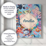 Personalised Name Cute Underwater Ocean Custom  Modern Room Accent Elegant Feature Canvas Wall Art Print Decor Picture Ready to Hang