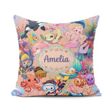 Custom Name Underwater Ocean Scene Mermaid Turtle Treasure Peach Square Filled Cushion Throw Pillow Sofa Bed Home Decor Zip Washable UK Made