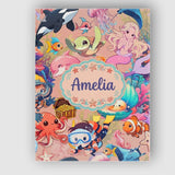Personalised Name Cute Underwater Ocean Custom  Modern Room Accent Elegant Feature Canvas Wall Art Print Decor Picture Ready to Hang