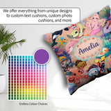 Custom Name Underwater Ocean Scene Mermaid Turtle Treasure Peach Square Filled Cushion Throw Pillow Sofa Bed Home Decor Zip Washable UK Made