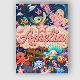 Personalised Name Cute Underwater Ocean Custom  Modern Room Accent Elegant Feature Canvas Wall Art Print Decor Picture Ready to Hang