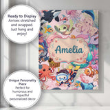 Personalised Name Cute Underwater Ocean Custom  Modern Room Accent Elegant Feature Canvas Wall Art Print Decor Picture Ready to Hang