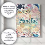 Personalised Name Cute Underwater Ocean Custom  Modern Room Accent Elegant Feature Canvas Wall Art Print Decor Picture Ready to Hang