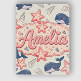 Personalised Name Cute Kawaii Whale Starfish Custom Bespoke  Contemporary Display Canvas Wall Art Print Decor Picture Ready to Hang