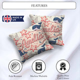 Custom Name Kawaii Whale Starfish Ocean Animals Beige Background Square Filled Cushion Throw Pillow Sofa Bed Home Decor Zip Washable UK Made