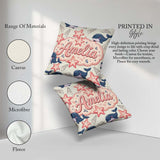 Custom Name Kawaii Whale Starfish Ocean Animals Beige Background Square Filled Cushion Throw Pillow Sofa Bed Home Decor Zip Washable UK Made