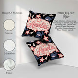 Custom Name Kawaii Whale Starfish Ocean Animals Black Background Square Filled Cushion Throw Pillow Sofa Bed Home Decor Zip Washable UK Made