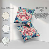 Custom Name Kawaii Whale Starfish Seashell Ocean Mint Background Square Filled Cushion Throw Pillow Sofa Bed Home Decor Zip Washable UK Made