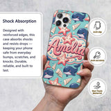 Cute Kawaii Whale Starfish Seashell Ocean Animals Custom Name Protective Phone Case Mobile Cover Durable Everyday Smartphone Shock Resistant