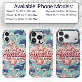 Cute Kawaii Whale Starfish Seashell Ocean Animals Custom Name Protective Phone Case Mobile Cover Durable Everyday Smartphone Shock Resistant