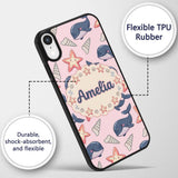 Cute Kawaii Whale Starfish Seashell Ocean Animals Custom Name Protective Phone Case Mobile Cover Durable Everyday Smartphone Shock Resistant