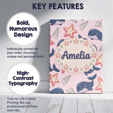 Personalised Name Cute Kawaii Whale Starfish Custom Bespoke  Contemporary Display Canvas Wall Art Print Decor Picture Ready to Hang