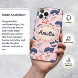 Cute Kawaii Whale Starfish Seashell Ocean Animals Custom Name Protective Phone Case Mobile Cover Durable Everyday Smartphone Shock Resistant