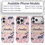 Cute Kawaii Whale Starfish Seashell Ocean Animals Custom Name Protective Phone Case Mobile Cover Durable Everyday Smartphone Shock Resistant