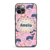 Cute Kawaii Whale Starfish Seashell Ocean Animals Custom Name Protective Phone Case Mobile Cover Durable Everyday Smartphone Shock Resistant
