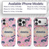 Cute Kawaii Whale Starfish Seashell Ocean Animals Custom Name Protective Phone Case Mobile Cover Durable Everyday Smartphone Shock Resistant