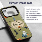 Cute Halloween Kids Characters Zombie Vampire Custom Name Protective Phone Case Mobile Cover Durable Everyday Smartphone Shock Resistant