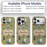Cute Halloween Kids Characters Zombie Vampire Custom Name Protective Phone Case Mobile Cover Durable Everyday Smartphone Shock Resistant