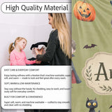 Cute Halloween Kids Characters Zombie Vampire Bats Pumpkin Olive  Personalised Custom Name Super Soft Fleece Blanket Bed Sofa Throw