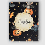 Personalised Name Cute Halloween Bats Custom Modern Room Accent Creative Decorator Style Canvas Wall Art Print Decor Picture Ready to Hang