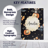 Personalised Name Cute Halloween Bats Custom Modern Room Accent Creative Decorator Style Canvas Wall Art Print Decor Picture Ready to Hang