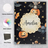 Personalised Name Cute Halloween Bats Custom Modern Room Accent Creative Decorator Style Canvas Wall Art Print Decor Picture Ready to Hang