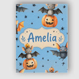 Personalised Name Cute Halloween Bats Custom Modern Room Accent Creative Decorator Style Canvas Wall Art Print Decor Picture Ready to Hang