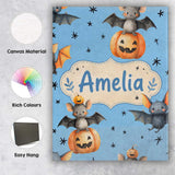 Personalised Name Cute Halloween Bats Custom Modern Room Accent Creative Decorator Style Canvas Wall Art Print Decor Picture Ready to Hang