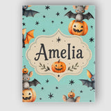 Personalised Name Cute Halloween Bats Custom Modern Room Accent Creative Decorator Style Canvas Wall Art Print Decor Picture Ready to Hang