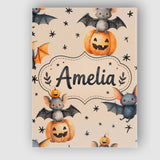 Personalised Name Cute Halloween Bats Custom Modern Room Accent Creative Decorator Style Canvas Wall Art Print Decor Picture Ready to Hang
