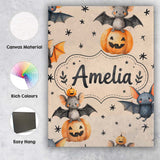 Personalised Name Cute Halloween Bats Custom Modern Room Accent Creative Decorator Style Canvas Wall Art Print Decor Picture Ready to Hang