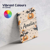 Personalised Name Cute Halloween Bats Custom Modern Room Accent Creative Decorator Style Canvas Wall Art Print Decor Picture Ready to Hang