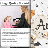 Cute Halloween Bats Sitting on Pumpkins with Stars Grey Background  Personalised Custom Name Super Soft Fleece Blanket Bed Sofa Throw