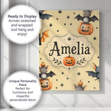 Personalised Name Cute Halloween Bats Custom Modern Room Accent Creative Decorator Style Canvas Wall Art Print Decor Picture Ready to Hang
