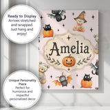 Personalised Name Cute Halloween Teddy Custom  Modern Room Accent Elegant Feature Canvas Wall Art Print Decor Picture Ready to Hang