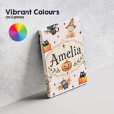 Personalised Name Cute Halloween Teddy Custom  Modern Room Accent Elegant Feature Canvas Wall Art Print Decor Picture Ready to Hang