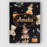 Personalised Name Cute Halloween Teddy Custom  Modern Room Accent Elegant Feature Canvas Wall Art Print Decor Picture Ready to Hang