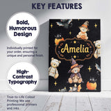 Personalised Name Cute Halloween Teddy Custom  Modern Room Accent Elegant Feature Canvas Wall Art Print Decor Picture Ready to Hang