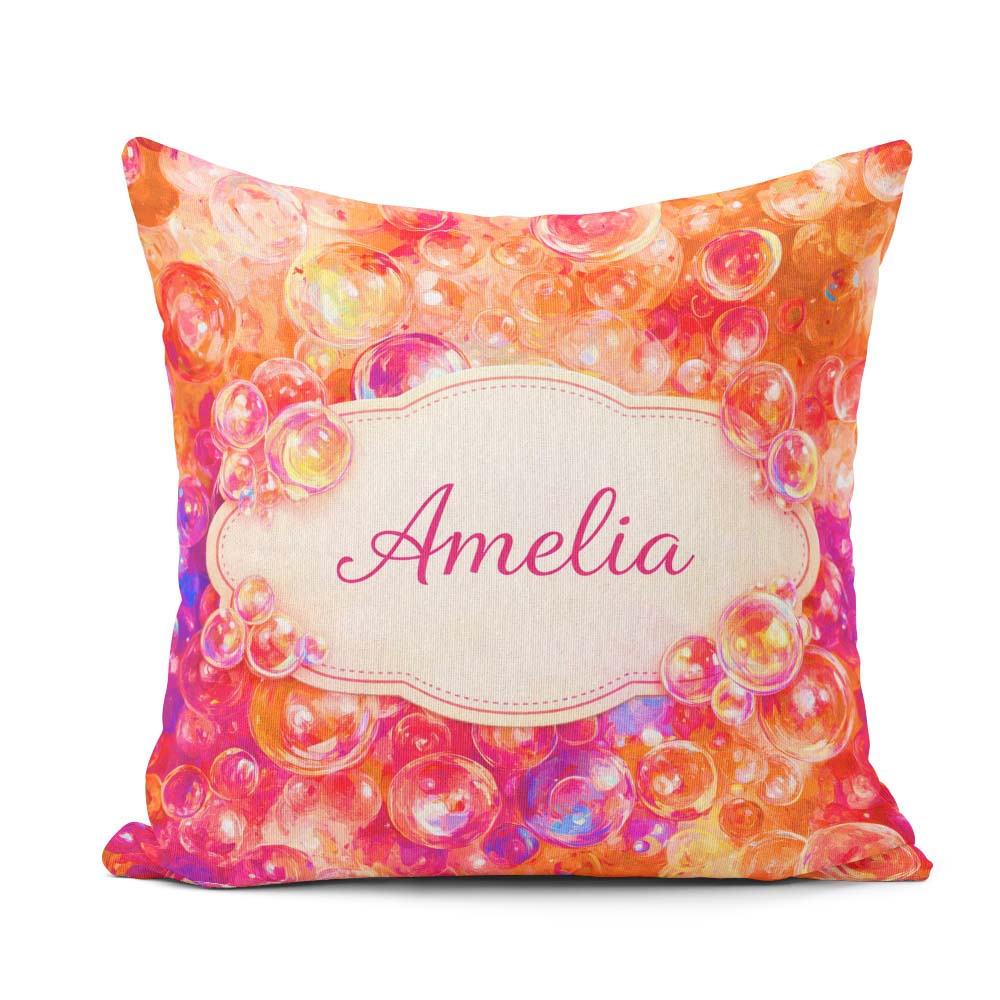 Custom Name Bright Colorful Bubble Abstract Seamless Pattern Square Filled Cushion Throw Pillow Sofa Bed Home Decor Zip Washable UK Made