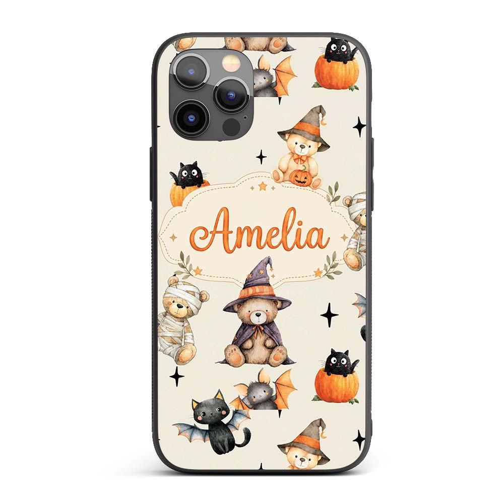 Cute Halloween Teddy Bears Mummy Printed Design Custom Name Protective Phone Case Mobile Cover Durable Everyday Smartphone Shock Resistant
